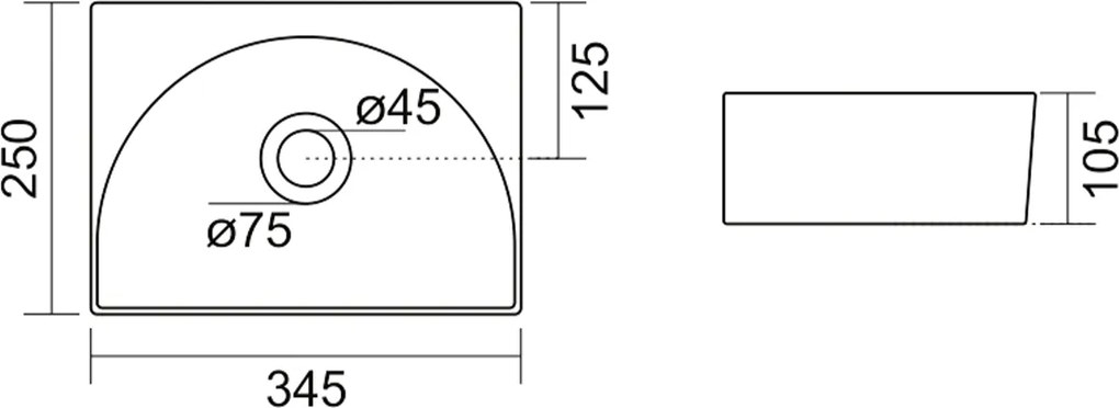 Aqualine Aqualine, RUBIC keramické umývadlo 34x25cm, biela, NP452