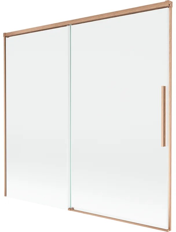 Mexen Rox, 2-krídlová posuvná vaňová zástena 170 x 150 cm, 8mm číre sklo, medený matný profil, 8C9-170-001-65-00