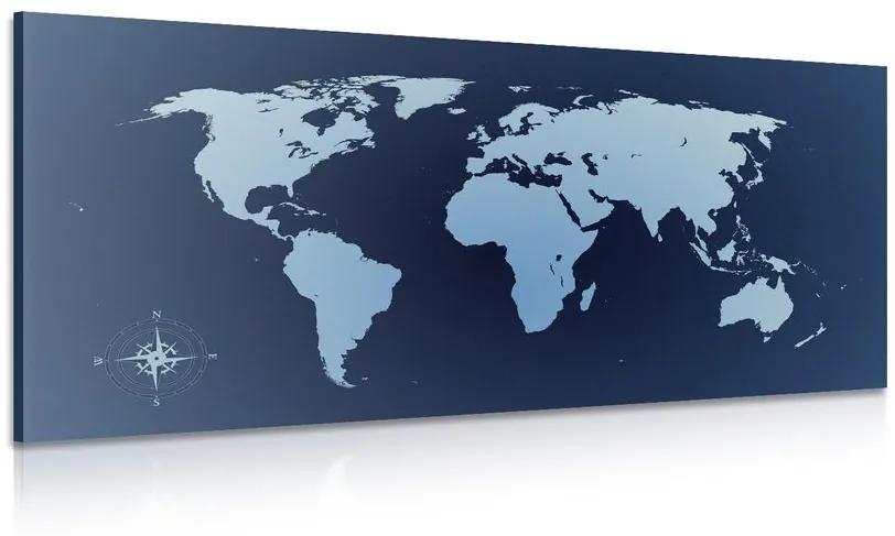 Obraz mapa sveta v odtieňoch modrej Varianta: 120x60
