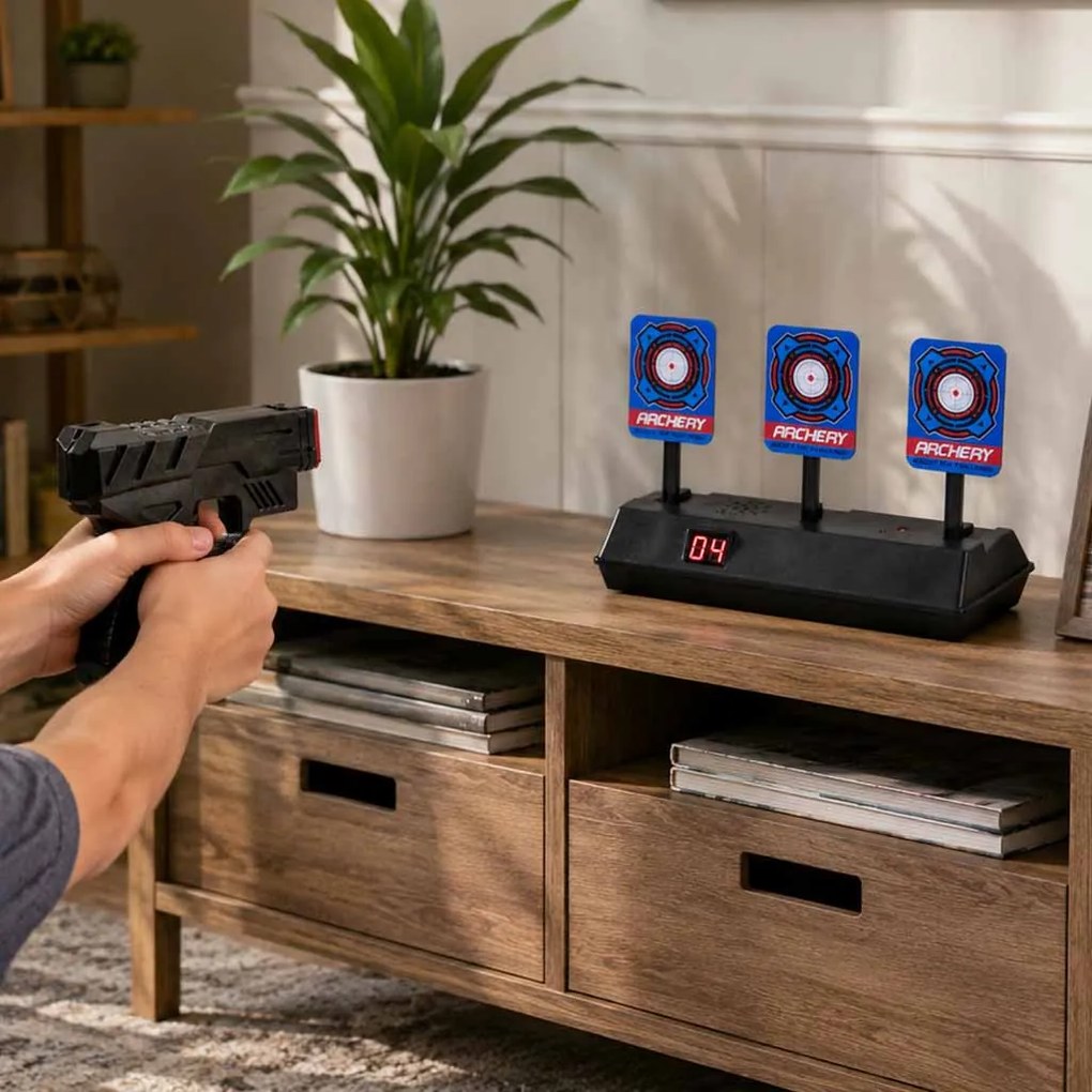 KIK Elektronický strelecký terč Nerf s 3 cieľmi a digitálnym počítadlom
