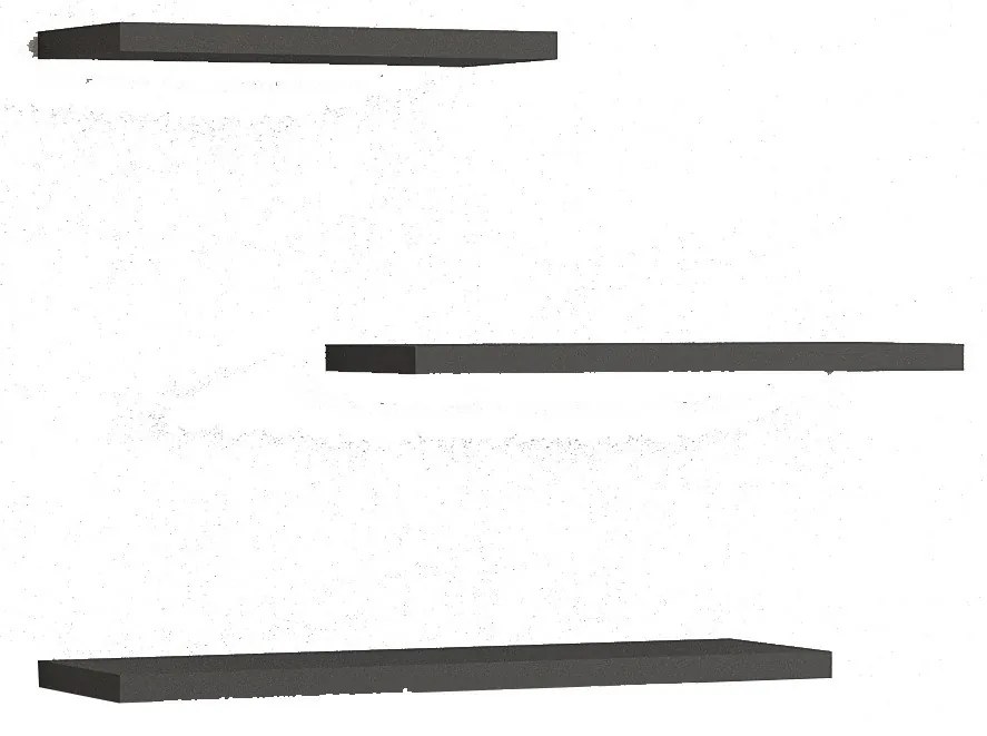 Súprava 3 ks nástenných políc LEILA antracitová