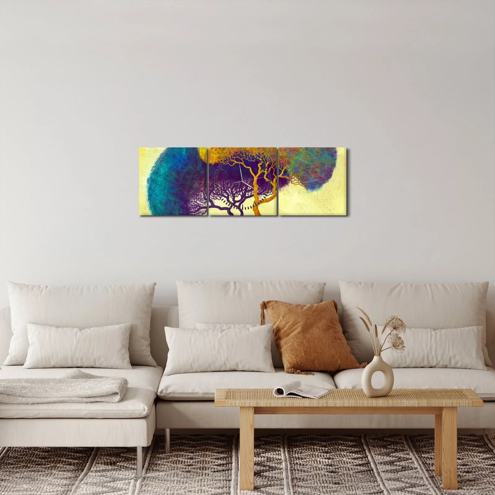 Obraz - Stromy na kopci (s hodinami) (90x30 cm)