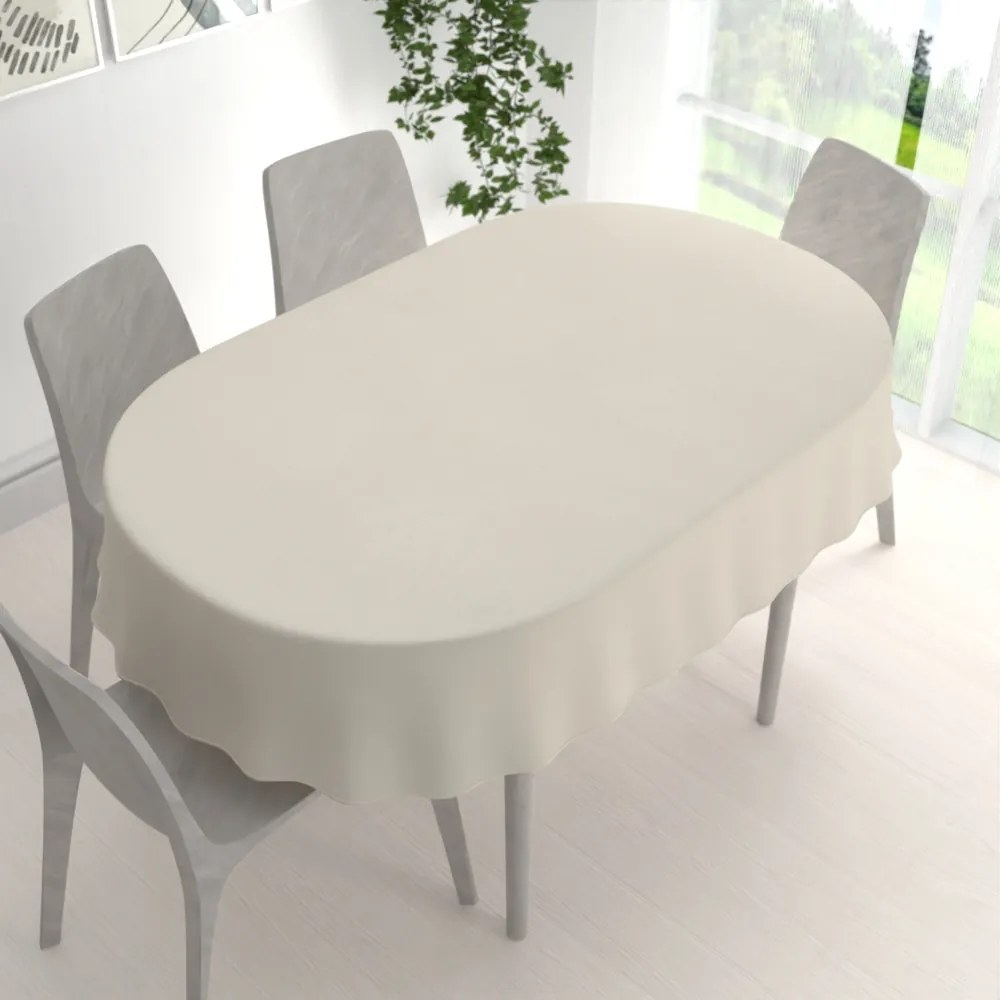Biante Veľký dekoračný oválny obrus BKU-110 Slonová kosť 180x220 cm