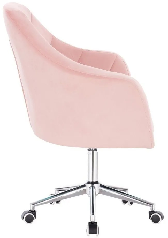 LuxuryForm DESIGN Kreslo ROMA VELUR na striebornej podstave s kolieskami - svetlo ružové