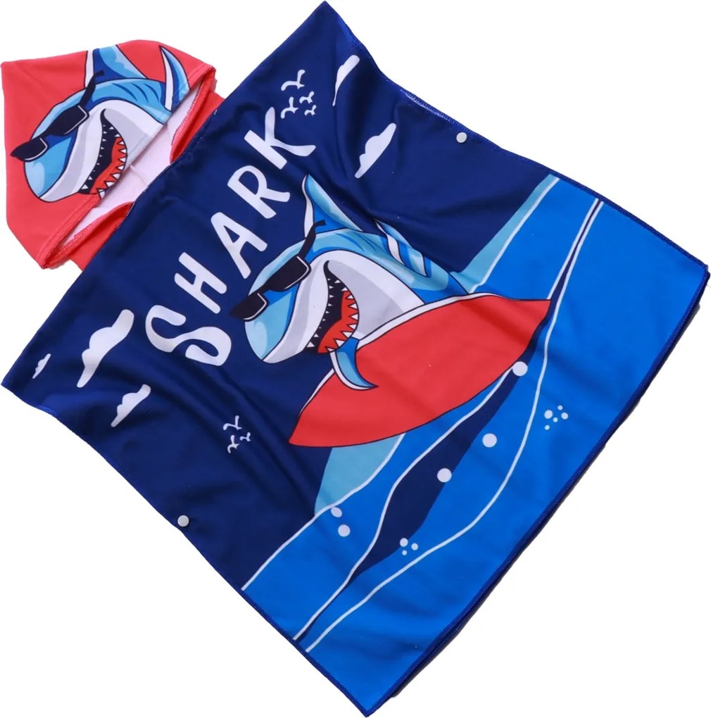 Detské pončo SHARK modré Rozmer: 60 x 120 cm