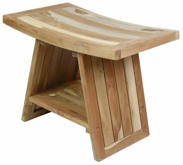 Stolička DIVERO, masívny neošetrený teak, 60 x 35 x 45 cm