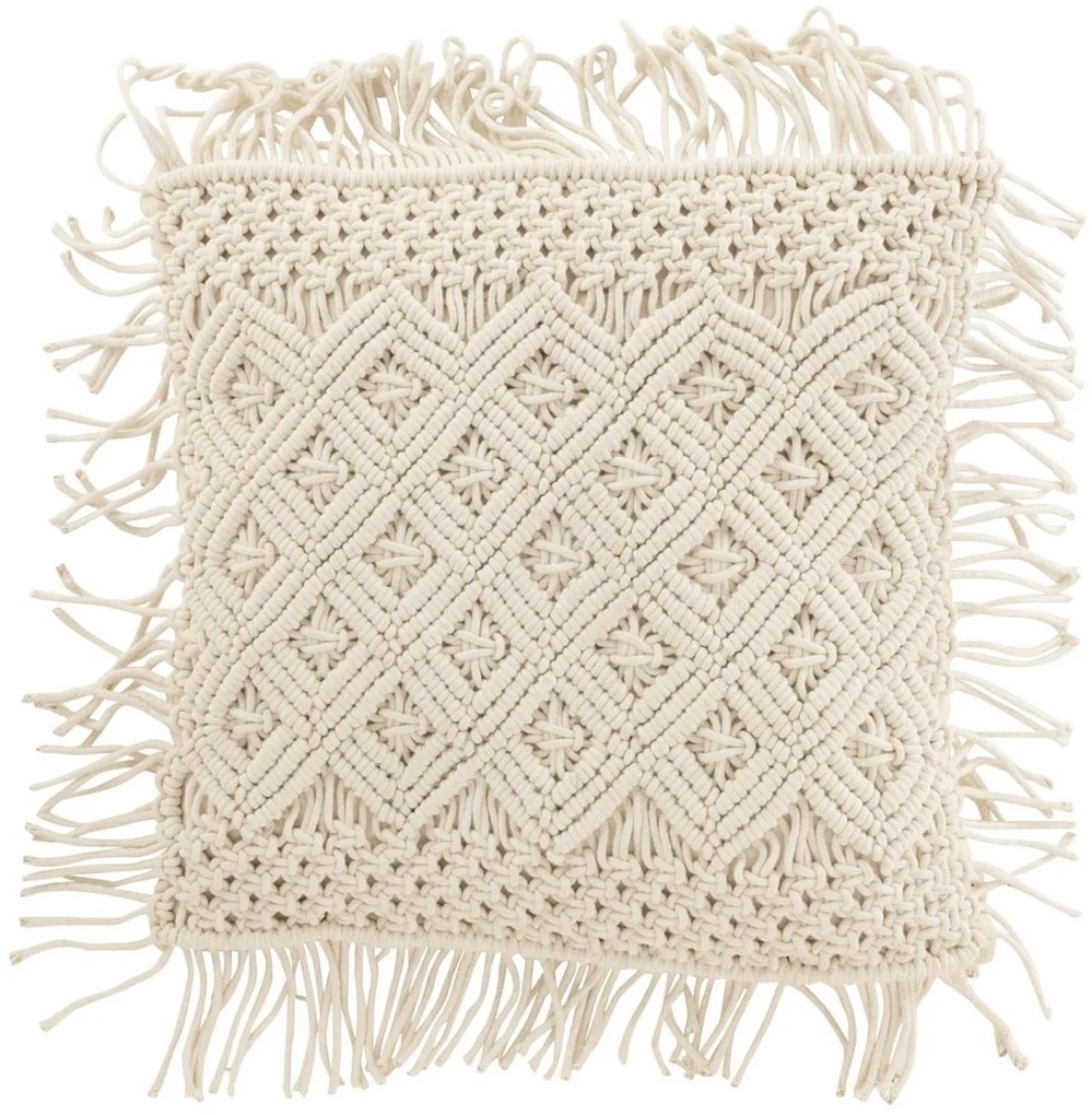 Prírodne biely vankúš s drhaným vzorom Macramé Cosy -  50*12*50 cm
