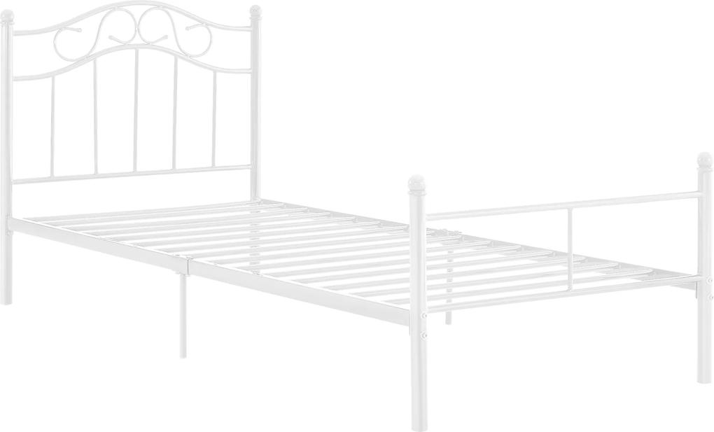 [en.casa] Kovová posteľ HTMB-120W s roštom - 120 x 200 cm - biela