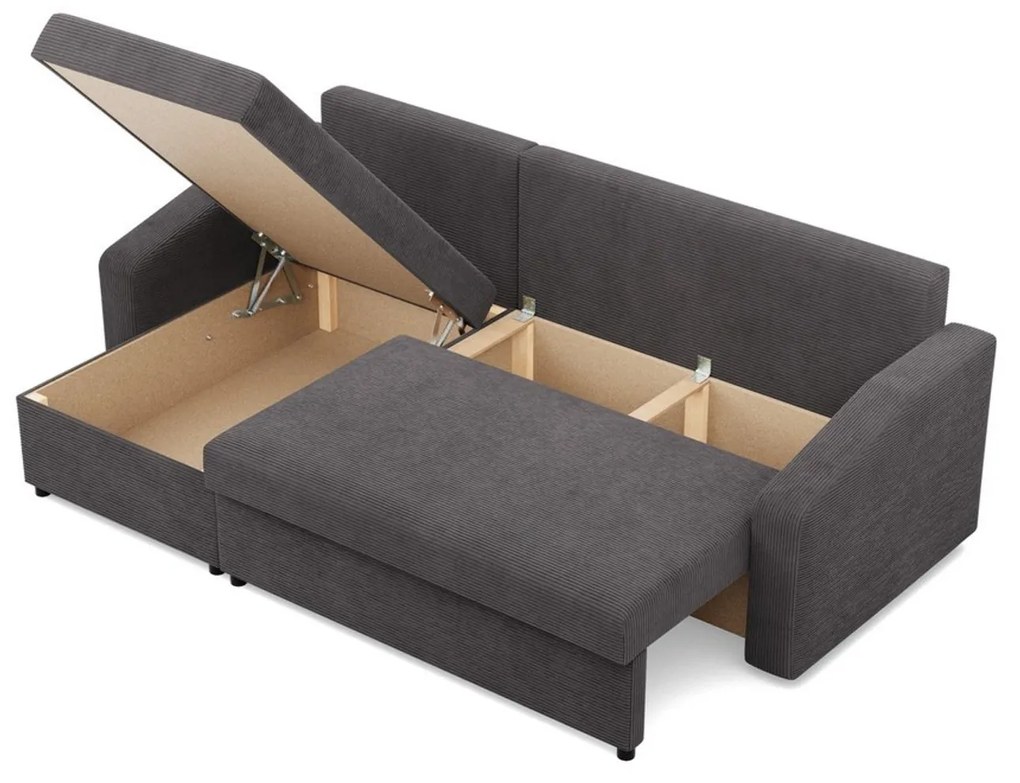 Rohová rozkladacia sedacia súprava NEO - skosený bok - model 3 Sivá