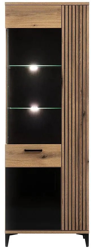 Vitrína Aris As07 Dub/Čierna