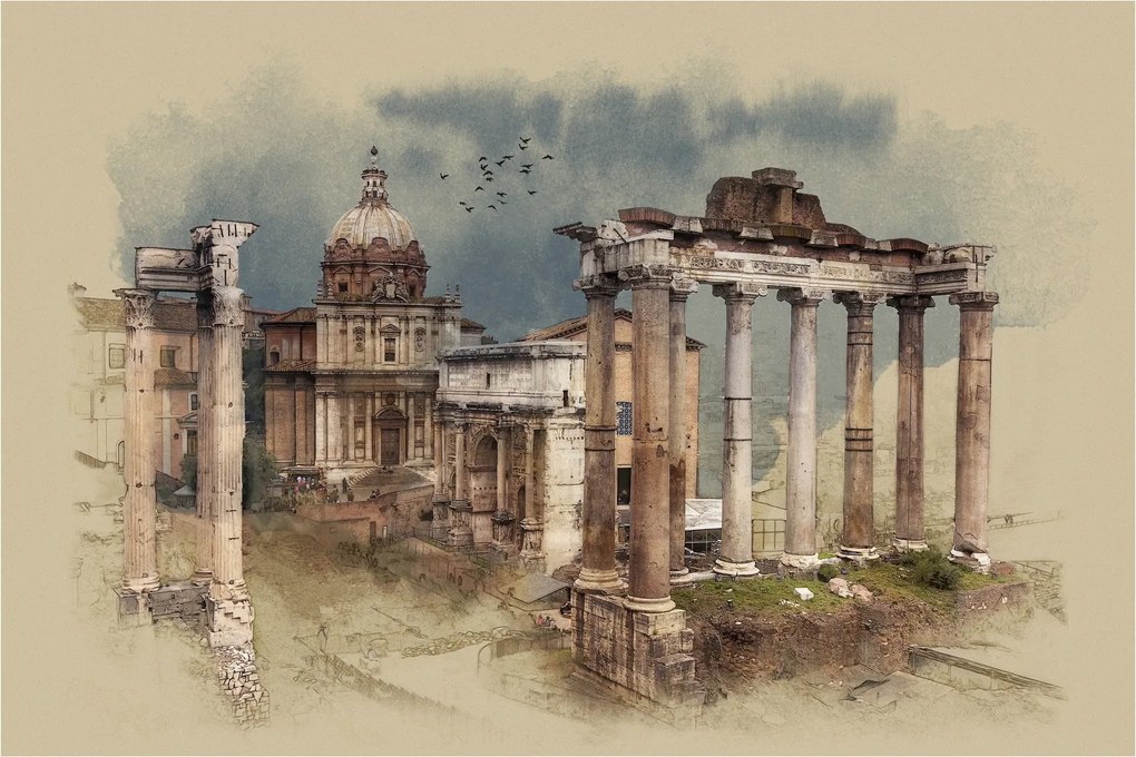 Obraz - Forum Romanum, Rím, Taliansko (90x60 cm)