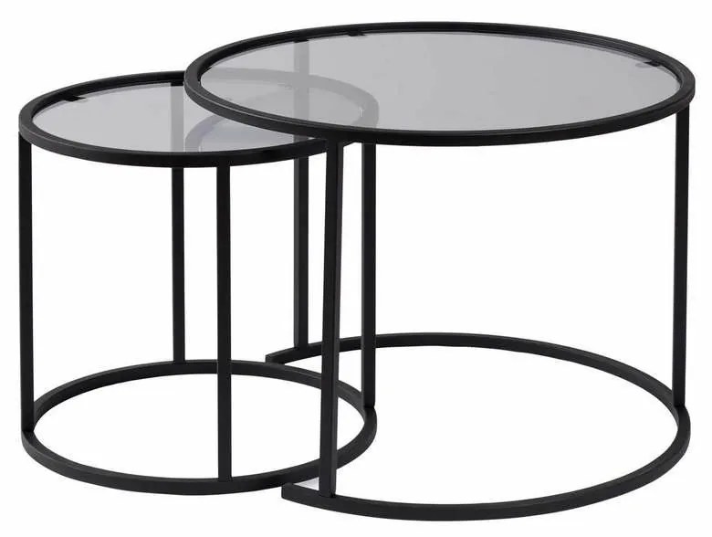 Súprava konferenčných stolíkov Aurum Black and Grey 60 cm, 2 ks