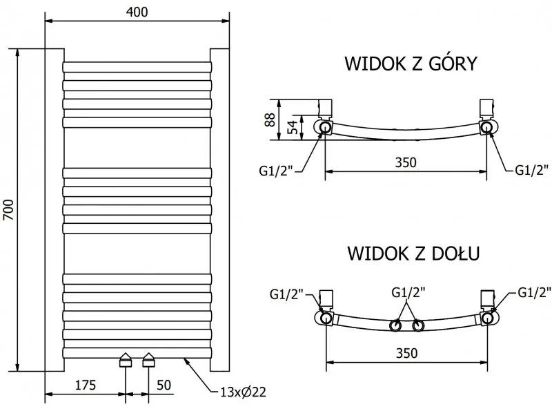 Mexen Ares, vykurovacie teleso 700x400 mm, 189 W, zlatá lesklá, W102-0700-400-00-50