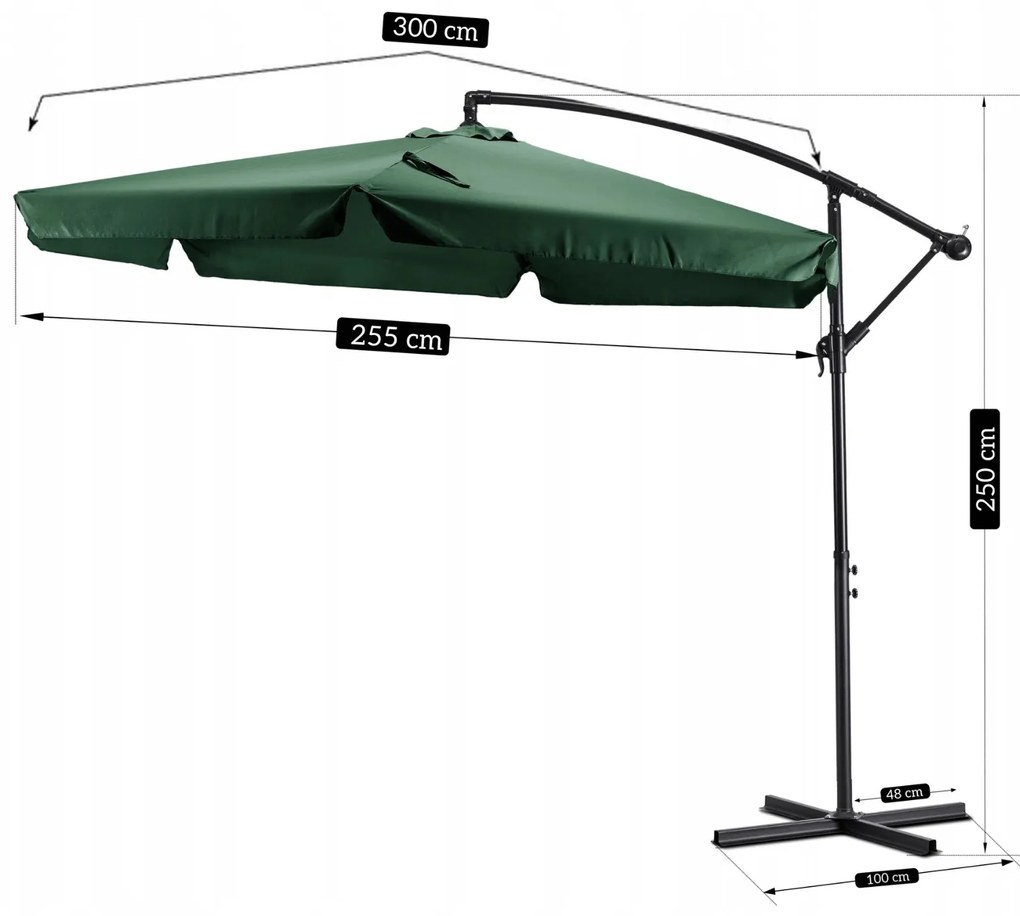 Záhradný slnečník Akron 300 cm zelený