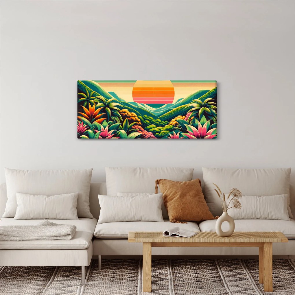 Obraz - Pestrofarebný západ slnka (120x50 cm)