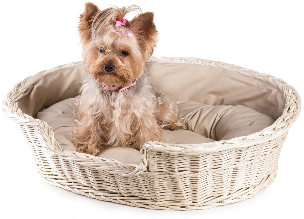 Pelech pre zvieratá prútený bielený béžová poduška Luisa I.š. 75 x hl. 54 x v. 22(cm)