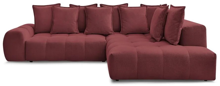 Vínovočervená ženilková rozkladacia/s úložným priestorom rohová pohovka (pravý roh/do L) Everest – Bobochic Paris