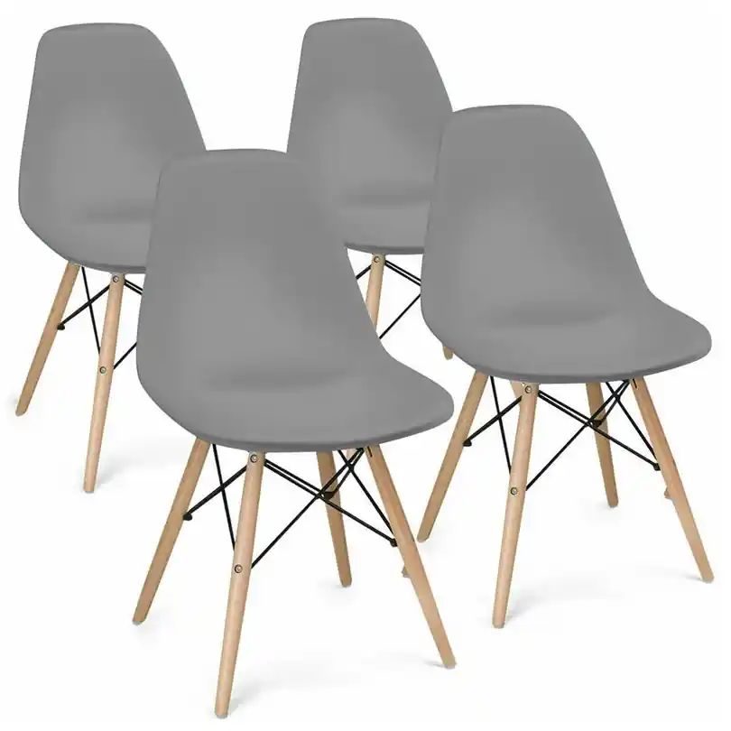 Moderné jedálenské stoličky, 4 ks, 4 rôzne farby, sivé | BIANO