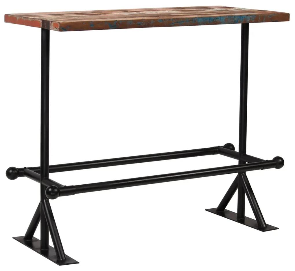 vidaXL Barový stôl, masívne recyklované drevo, viacfarebný, 120x60x107 cm