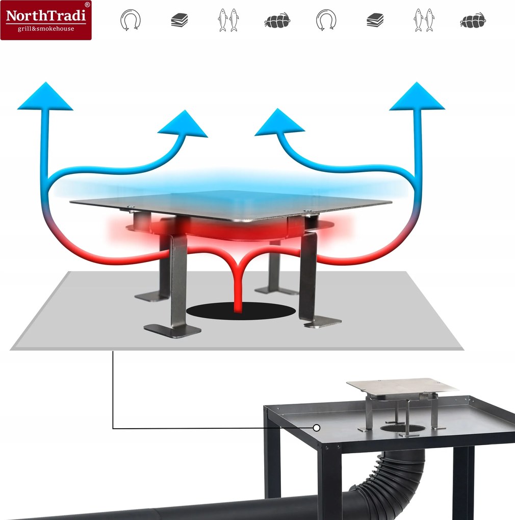 TRENDIE Udiareň XXL drevená s kovovým komínom