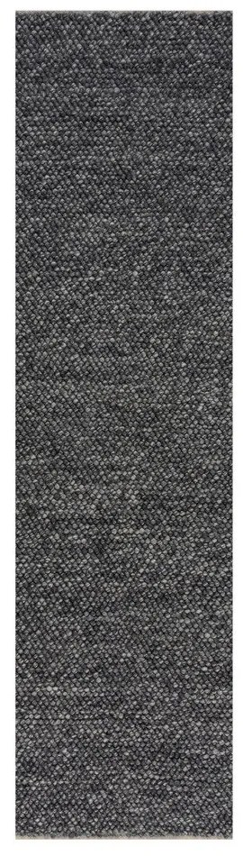 Tmavosivý ručne tkaný behúň s prímesou vlny 60x230 cm Minerals – Flair Rugs