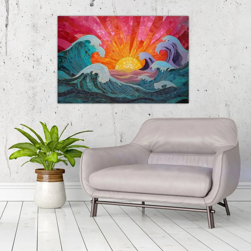 Obraz - Mozaika vĺn (90x60 cm)
