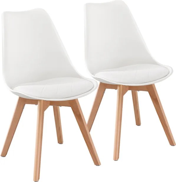 Set dvoch jedálenských stoličiek KDCB35988WD01 biele / hnedé nohy (2 ks)