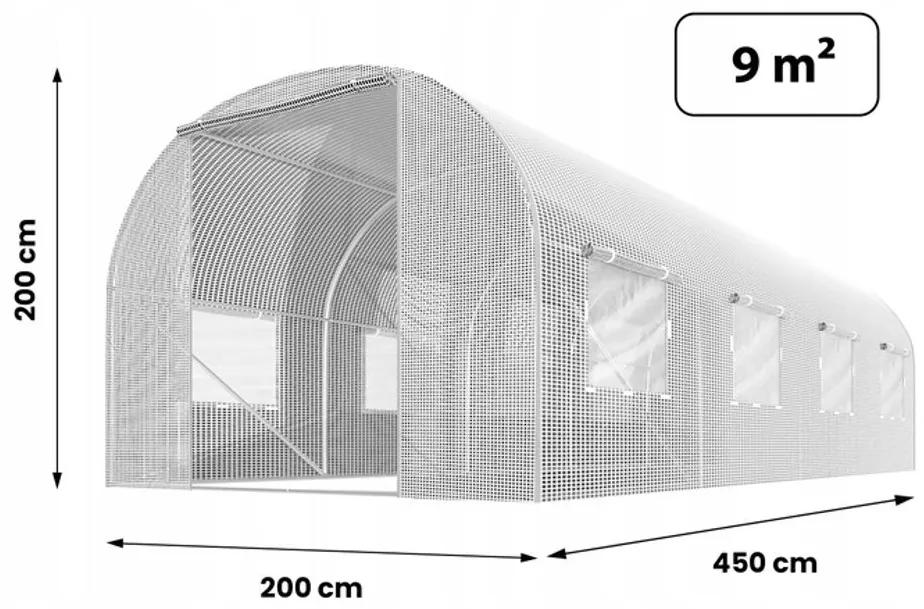 Global Income s.c. Záhradný tunelový fóliovník 2x4,5 m (9m2), biely