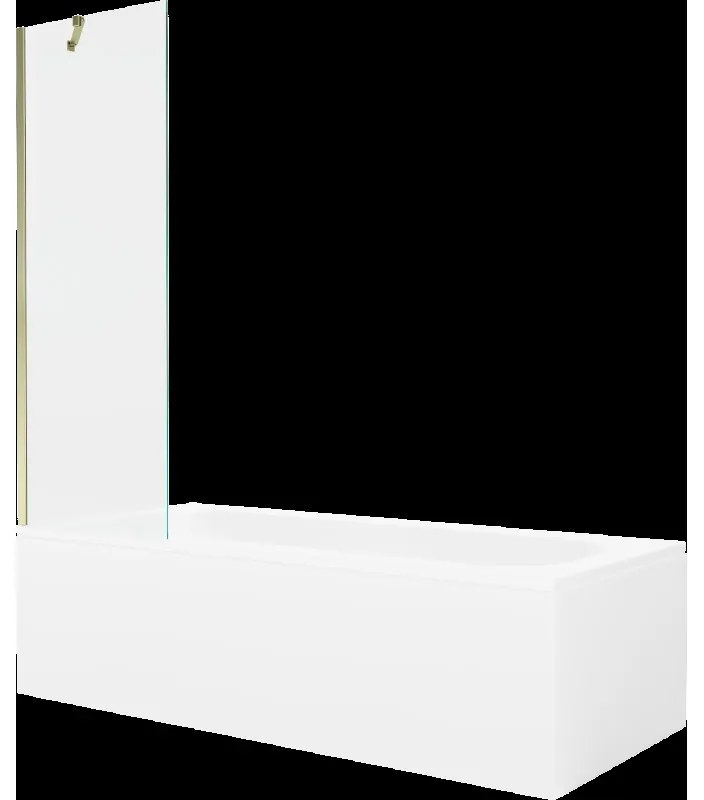 Mexen Vega obdĺžniková vaňa 180 x 80 cm s obkladom a 1-krídlovou sprchovou zástenou 60 cm, Transparentné, Zlatá - 550118080X9506