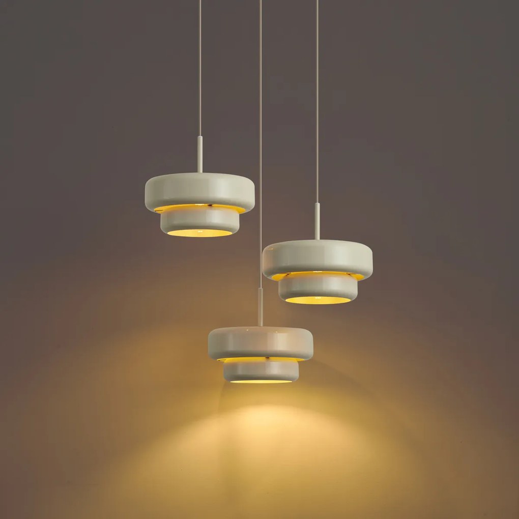 Retro závesná lampa béžová s kovovým tienidlom 3-svetelná - Ophelia