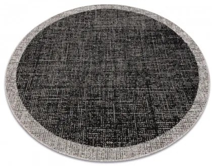 Koberec SIZAL FLOORLUX kruh 20401 Ramka čierny/strieborný
