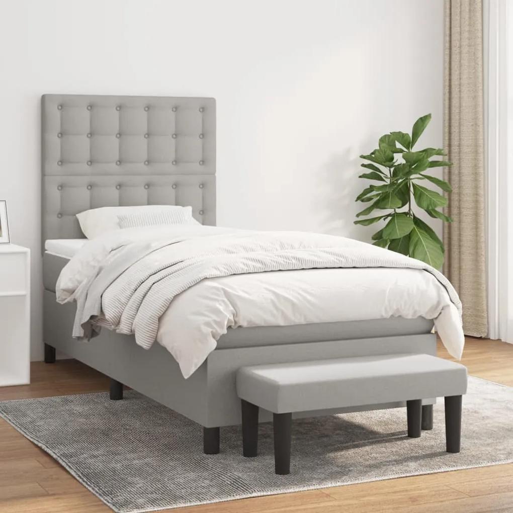 Boxspring posteľ s matracom bledosivý 100x200 cm látka 3136893