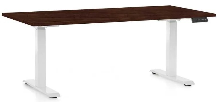 Výškovo nastaviteľný stôl OfficeTech C, 160 x 80 cm, biela podnož, wenge