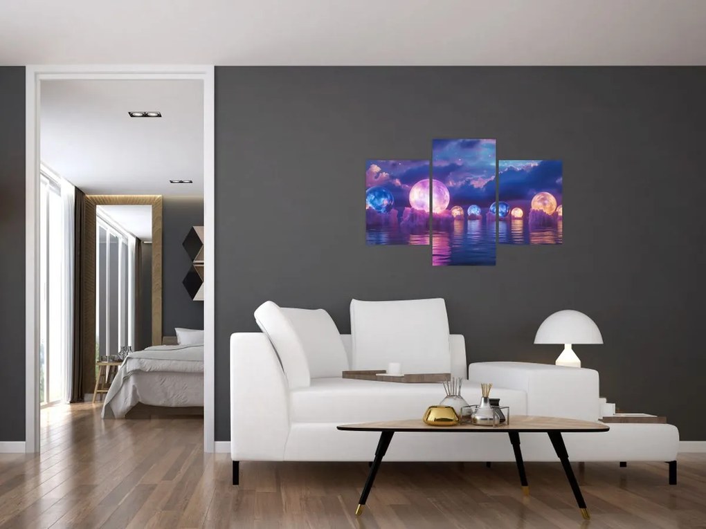 Obraz - Planéty na vode (90x60 cm)