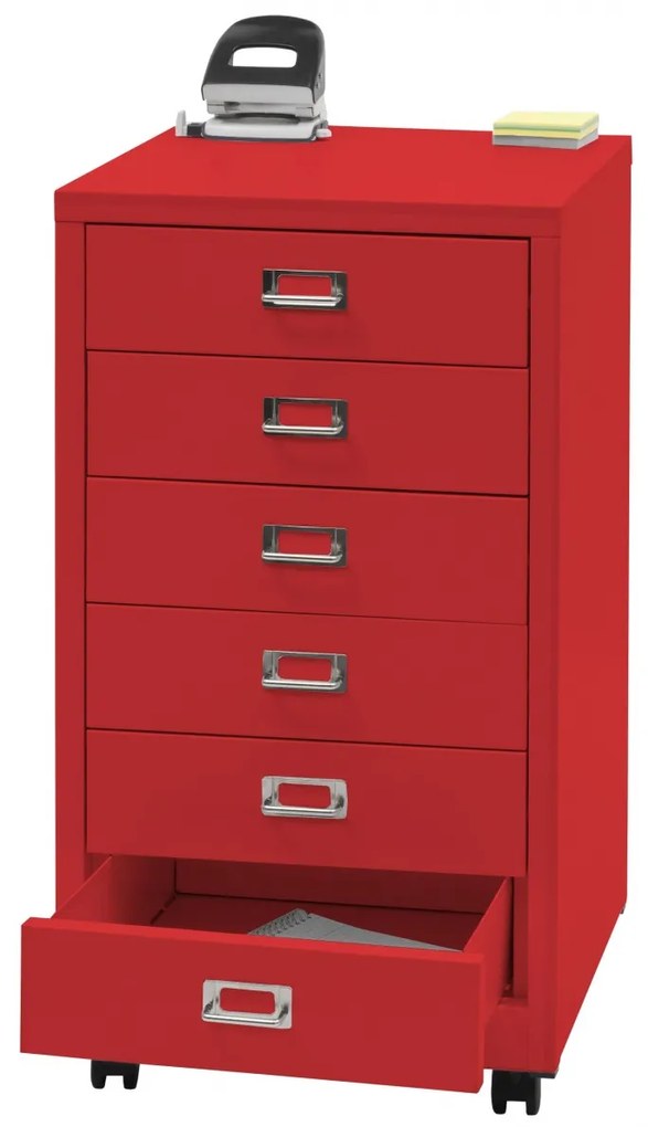 Zásuvková skrinka HWC-L49, kov 75x40x41cm 6 zásuviek - červená