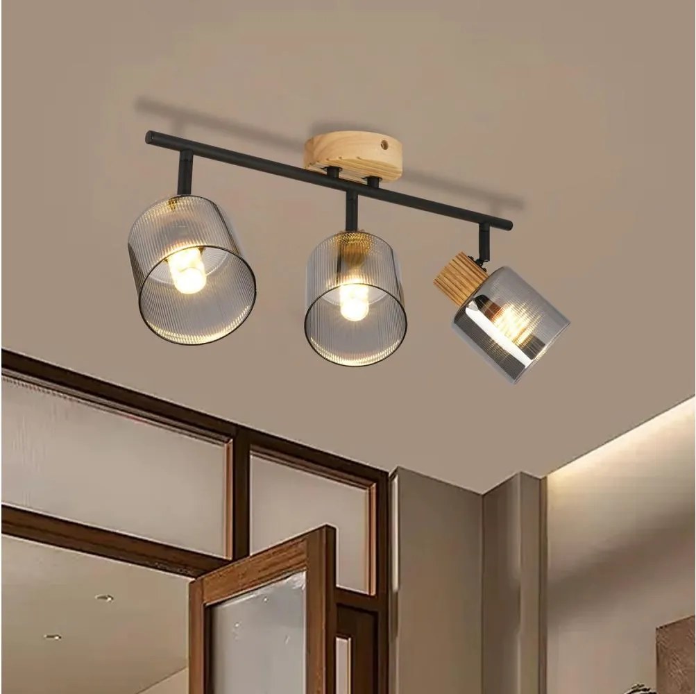 Brilagi - Bodové svietidlo HYGGE 3xE14/15W/230V drevo/dymové