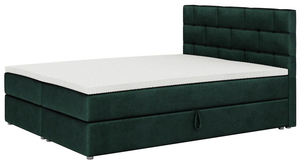 Kontinentálna posteľ 140x200 cm Waller Comfort (tmavozelená) (s roštom a matracom). Vlastná spoľahlivá doprava až k Vám domov. 1056363