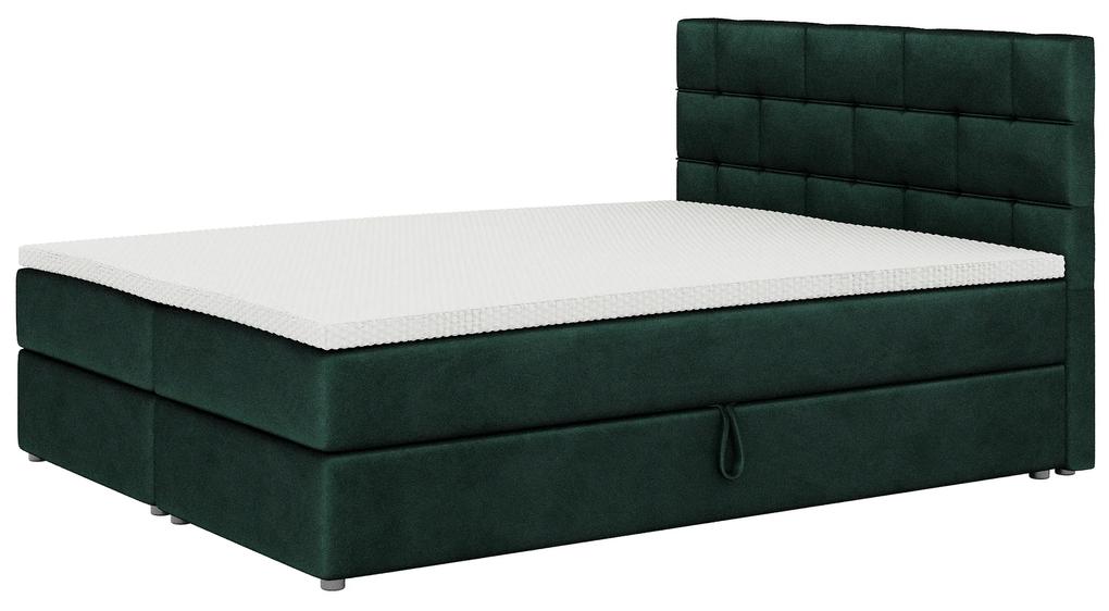 Kontinentálna posteľ 180x200 cm Waller Comfort (tmavozelená) (s roštom a matracom). Vlastná spoľahlivá doprava až k Vám domov. 1056383