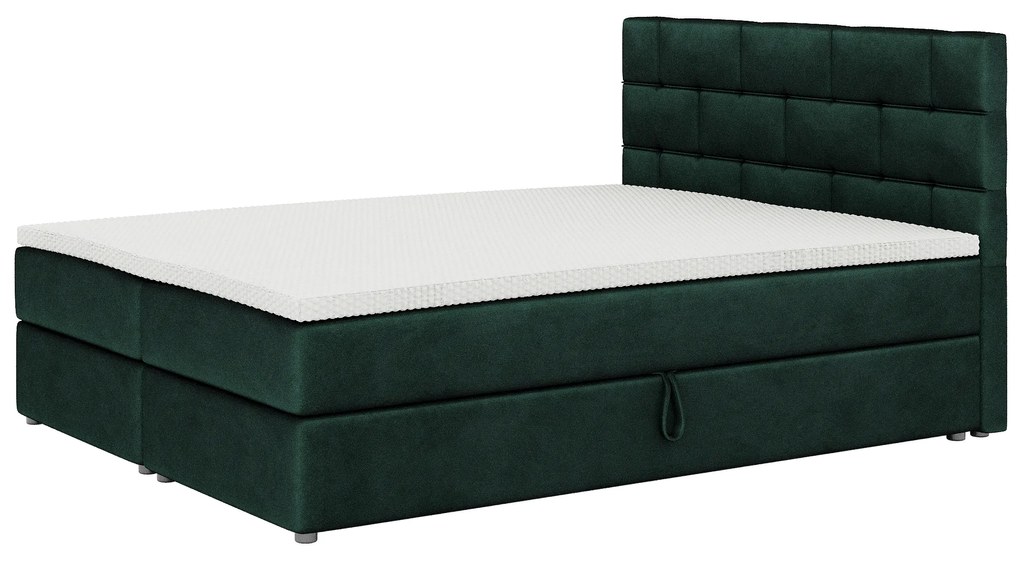 Manželská posteľ Boxspring 180x200 cm Waller (tmavozelená) (s roštom a matracom). Vlastná spoľahlivá doprava až k Vám domov. 1007733