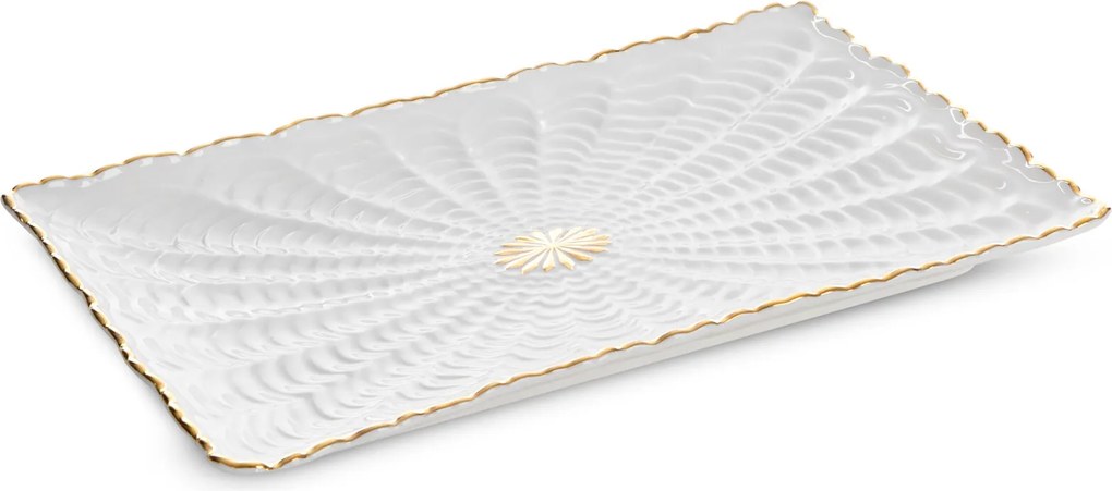 DEKORAČNÝ KERAMICKÝ TANIER GAIA 26X17X2 CM KRÉMOVÁ