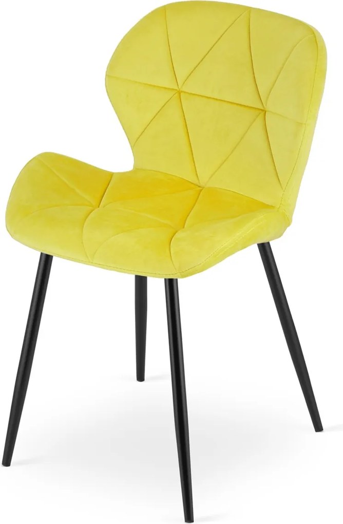 Jedálenská stolička MANGO VELVET s čiernymi nohami, žltá
