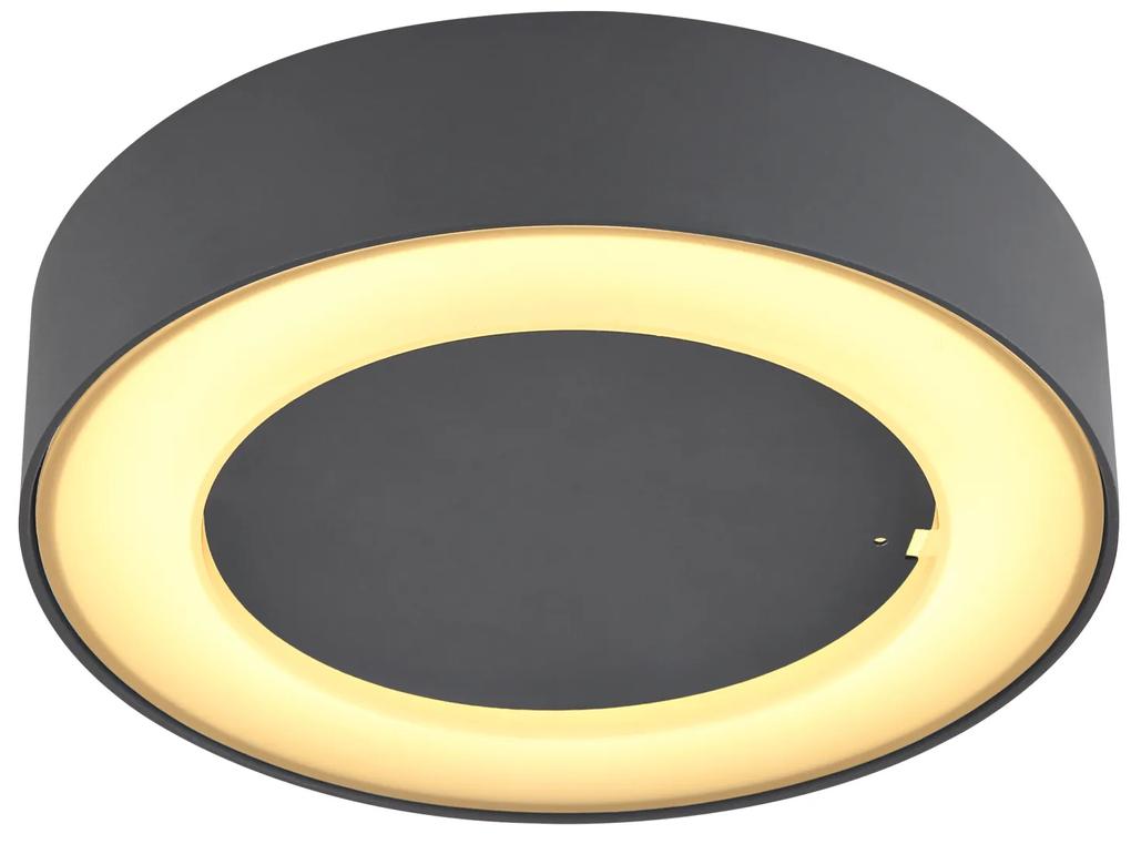 GLOBO Vonkajšie stropné/stenové LED svietidlo SURA, 12 W, teplá biela, antracitová farba, kruhové, IP54