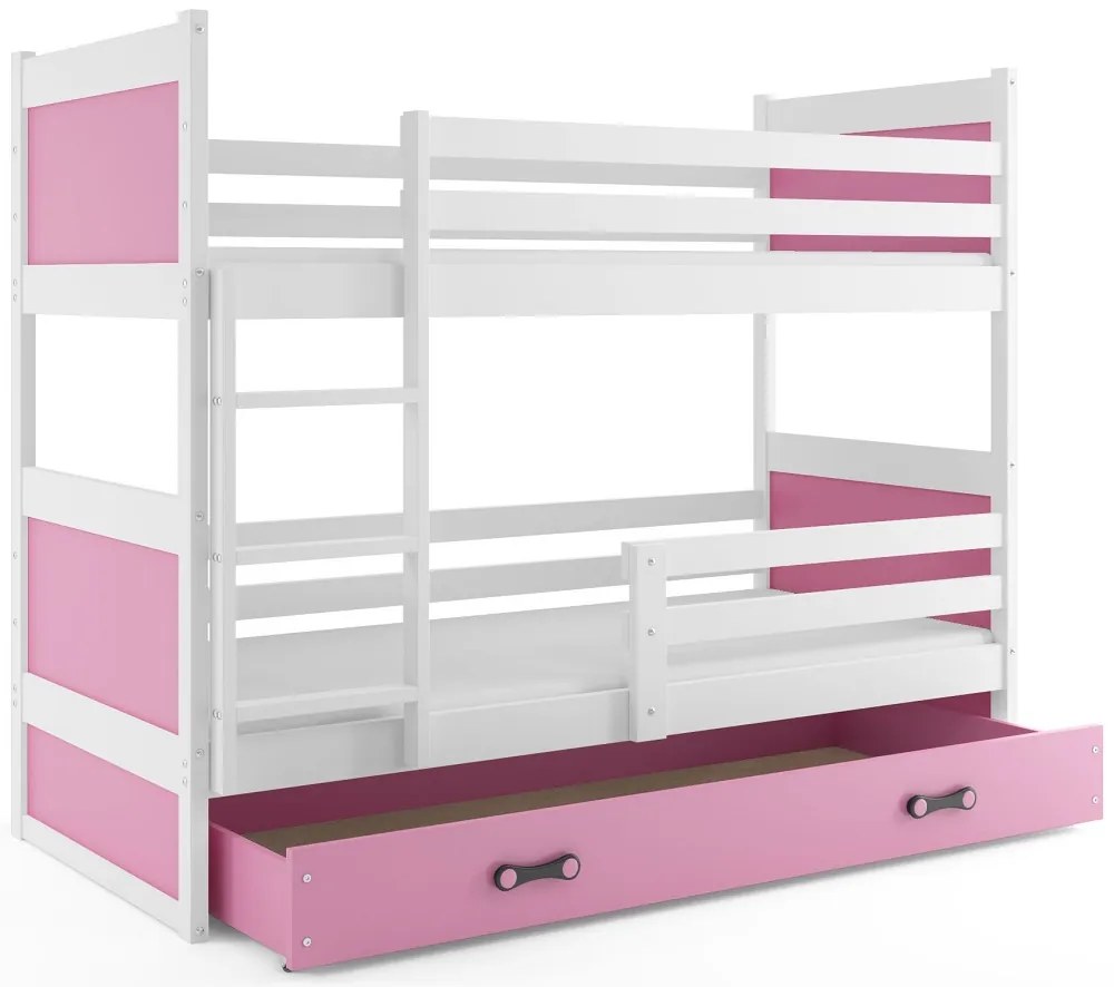 Poschodová posteľ RICO 2 - 160x80cm - Biely - Ružový