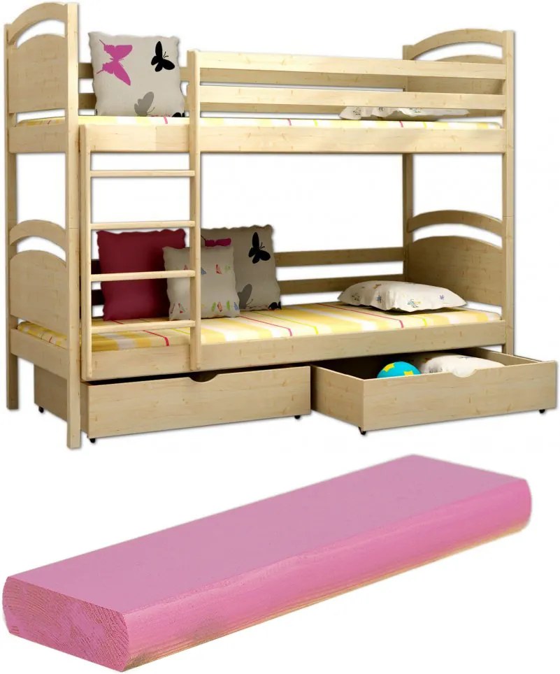 FA Paula 6 180x80 poschodové postele Farba: Ružová (+44 Eur), Variant bariéra: Bez bariéry, Variant rošt: S roštami
