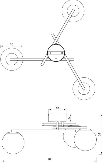 Prisadený luster DAGA 3xE14/60W/230V