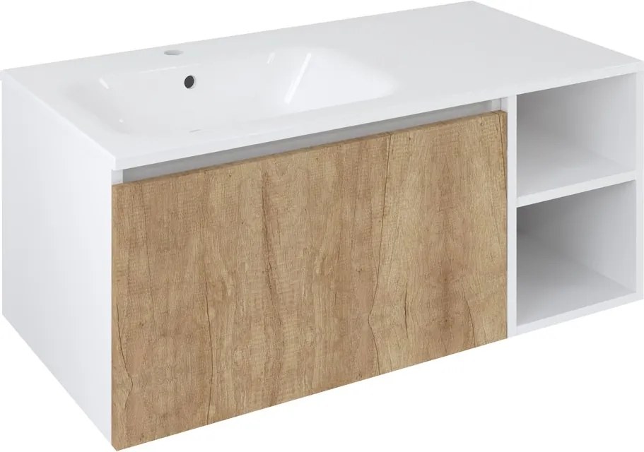 Sapho Sapho, LOREA skrinka 100x46x51,5cm (70+30Pcm), ľavá, dub Alabama/biela matná, LE070-2231-L-12
