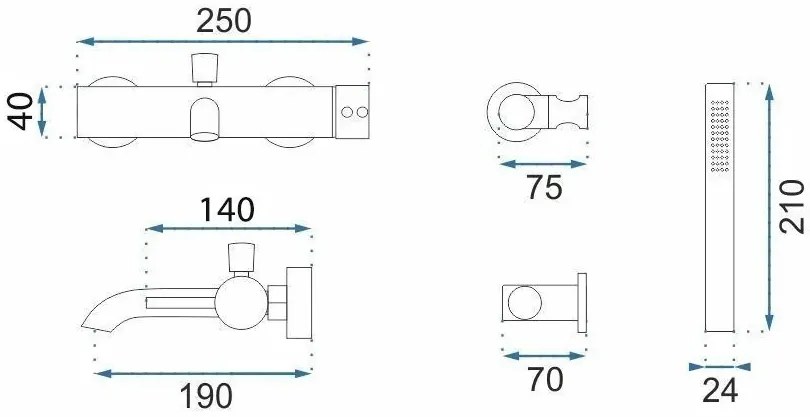 Rea Lungo Grip, vaňová batéria s ručnou sprchovou súpravou, zlatá matná, REA-B6398