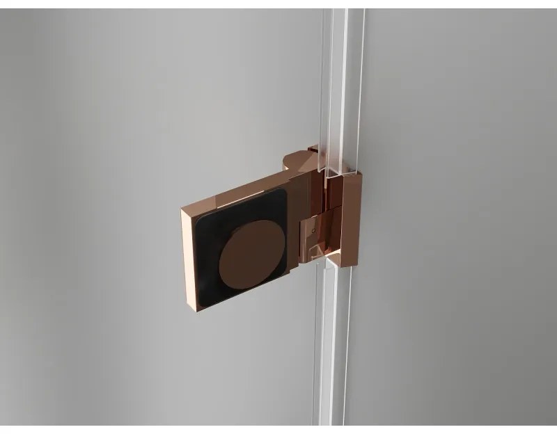 Mexen Lunar-B Duo výklopný sprchový kút 90 x 90 cm, číre sklo, ružové zlato, 832-090L-090P-60-00