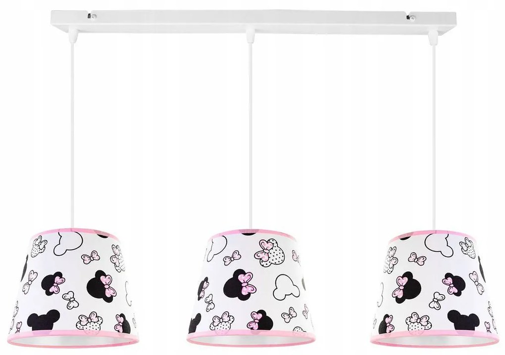 Detské závesné svietidlo Minnie, 3x textilné tienidlo so vzorom, s