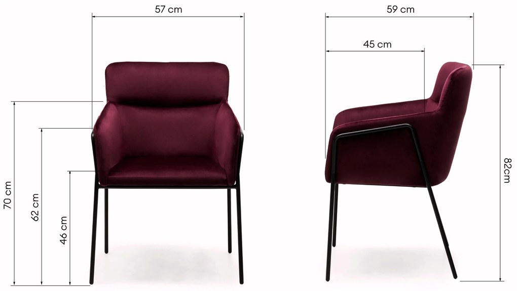 Vínové dizajnové jedálenské kreslo HELSINKI VELVET
